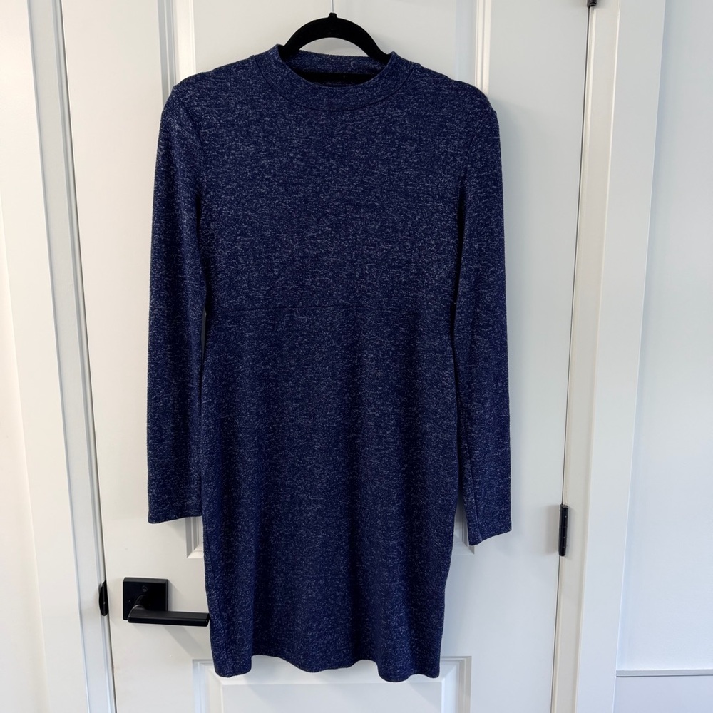 Long Sleeve Knit Maternity Dress - Heathered Navy